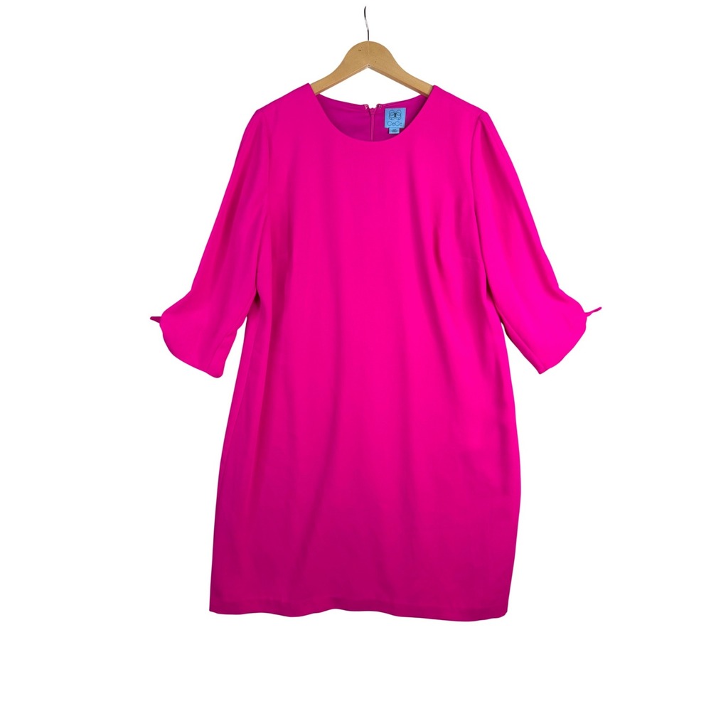CeCe Dupraz Tie Sleeve Shift Dress size 14W‎ Hot Magenta Barbie